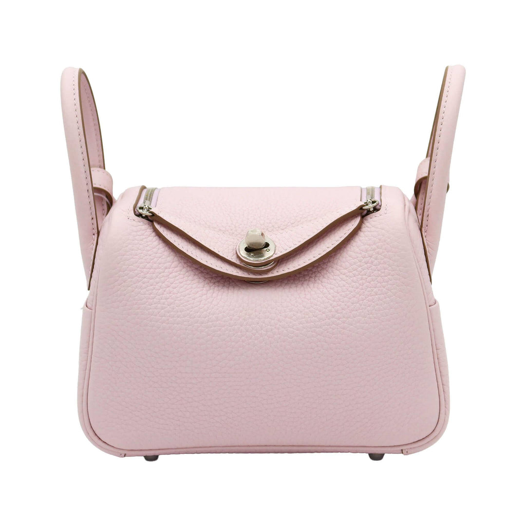 HERMES Mini Lindy Clemence Mauve Pale /Gris pale Palladium Hardware StampW