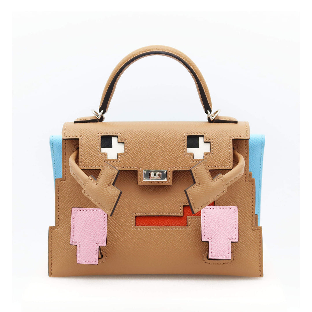 Hermès Kelly Doll Picto Chai / Mauve Sylvestre / Celeste Epsom Palladium Hardware U Stamp Brand New