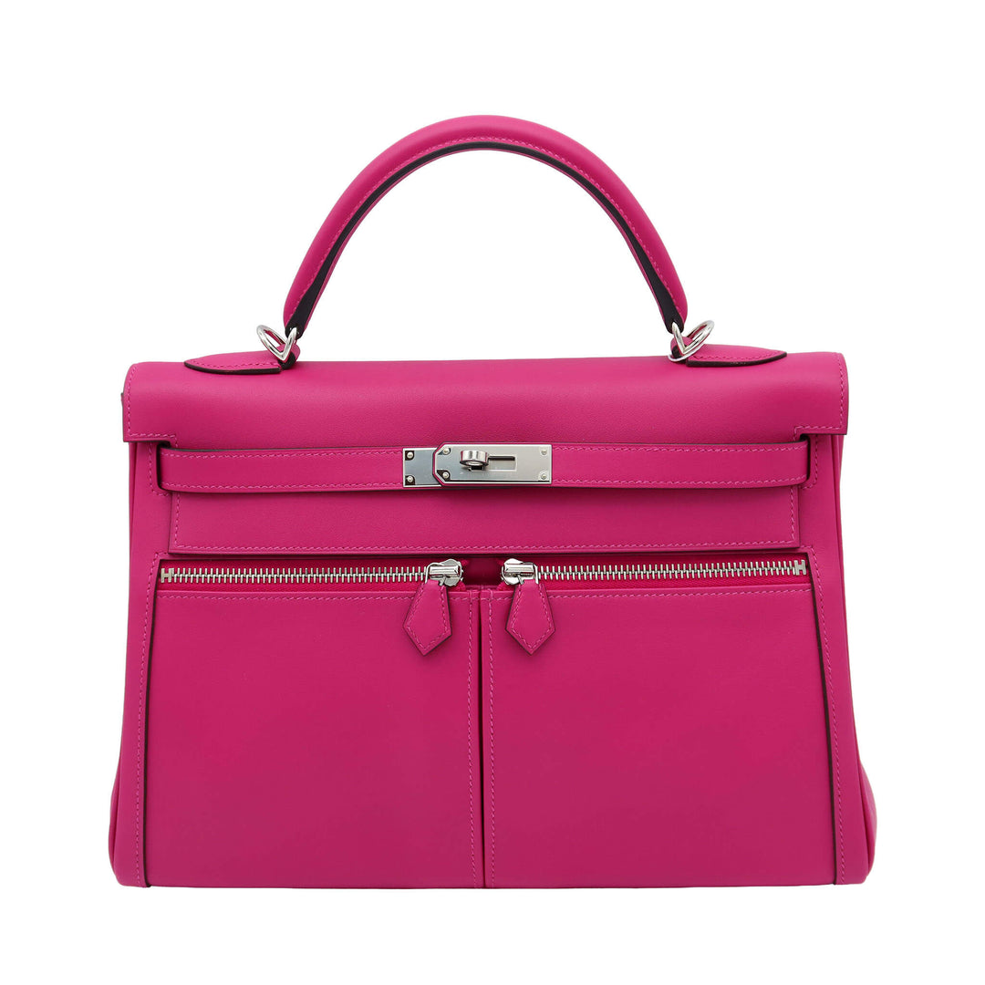 Hermès Kelly Lakis 32 Special Order Rose Purple Swift Palladium Hardware Z Stamp Brand New