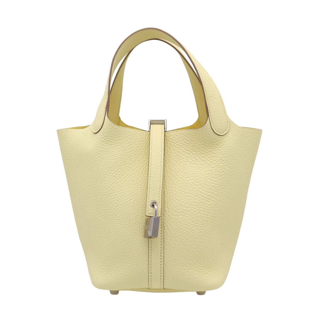 Hermès Picotin Lock 18 Jaune Milton Taurillon Clemence Palladium Hardware W Stamp Brand New