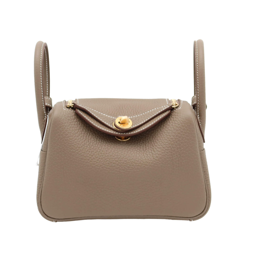 Hermès Lindy Mini Etoupe Taurillon Clemence Gold Hardware K Stamp | Brand New
