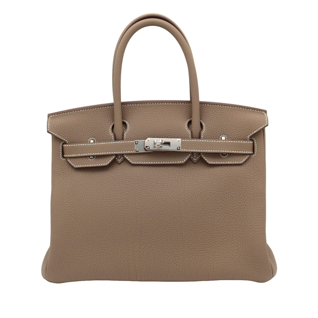 Hermès Birkin 25 Etoupe Togo Silver Hardware Stamp W New