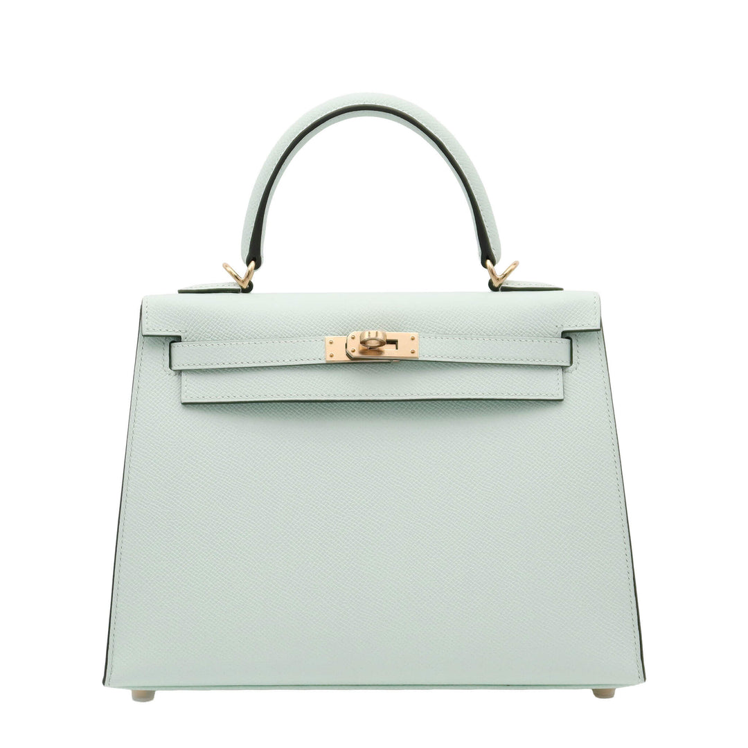 Hermès Kelly 25 Vert Peppermint Epsom Champagne Gold Hardware K Stamp