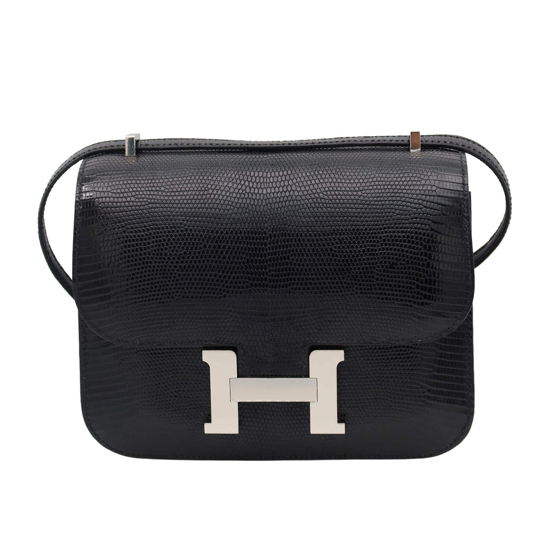 HERMES エルメス  コンスタンス  ミロワール    19  ブラック  リザード  シルバー金具  K 刻印 - GINZA CELIA
