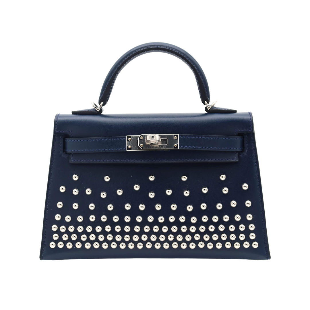 HERMES  エルメス  ミニケリー ドゥ  クルーテ  ブルーアビス  ボックスカーフ  シルバー金具  K 刻印 - GINZA CELIA