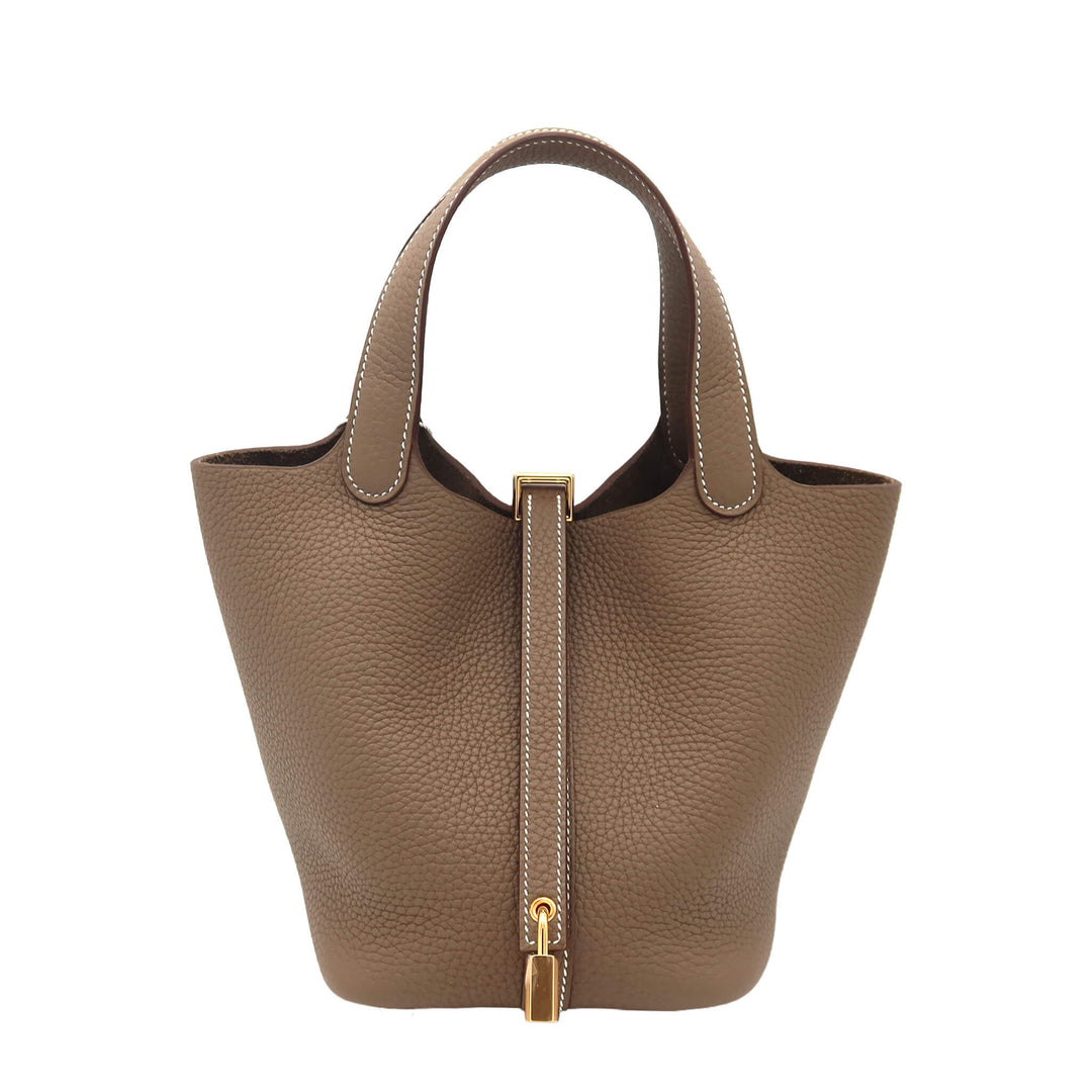 HERMES  エルメス  ピコタンロック 18  エトゥープ  トリヨンクレマンス  ゴールド金具  K 刻印 - GINZA CELIA