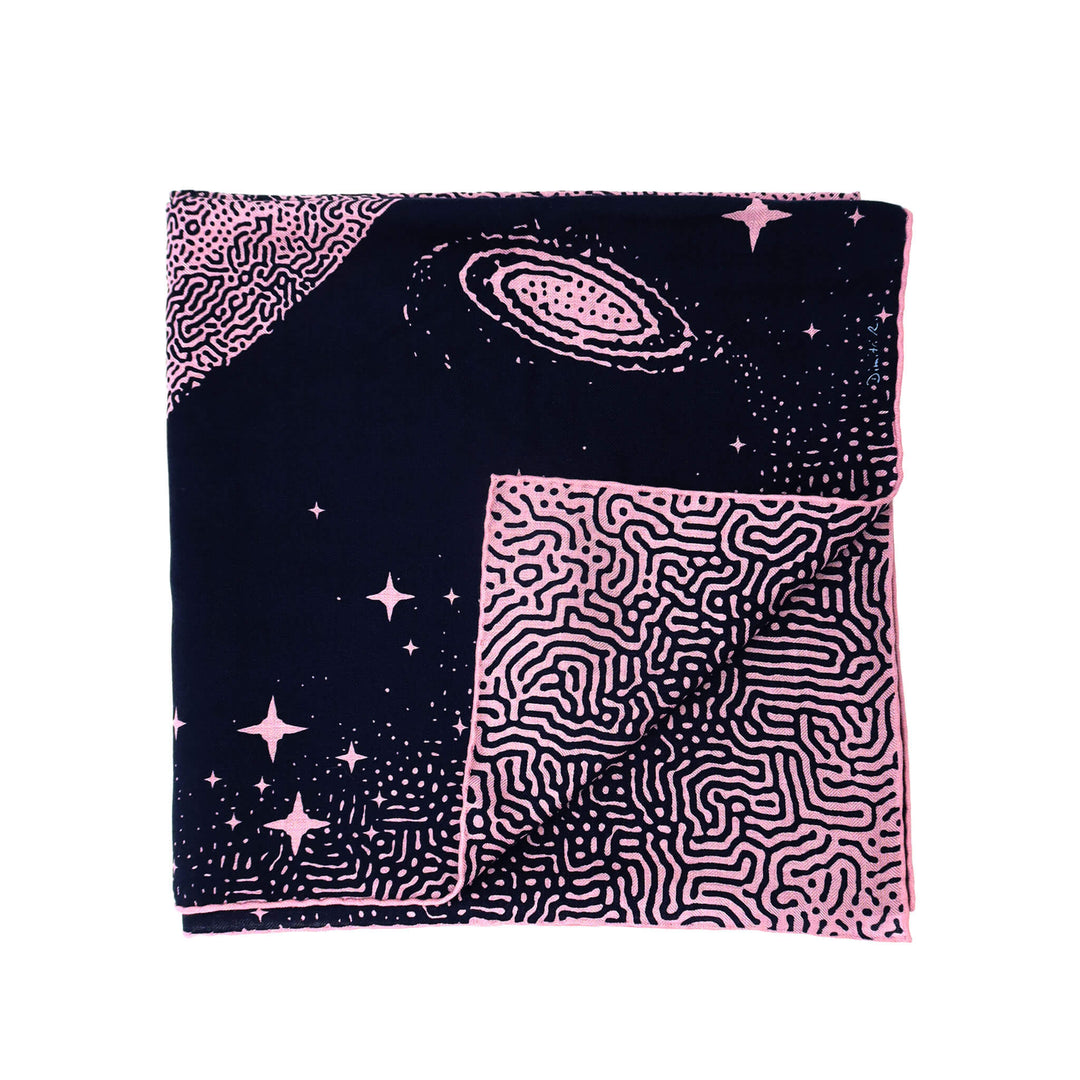 HERMES  エルメス  カレ 140  ジェアン  クレール・ドォ・リュンヌ  ローズ ネイビー  カシミヤ シルク - GINZA CELIA