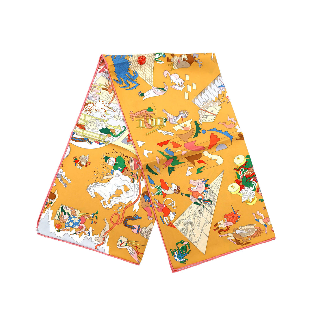 HERMES  エルメス  カレ 90  アカデミア イピカ  ブルーシエル  イエロー  マルチカラー - GINZA CELIA