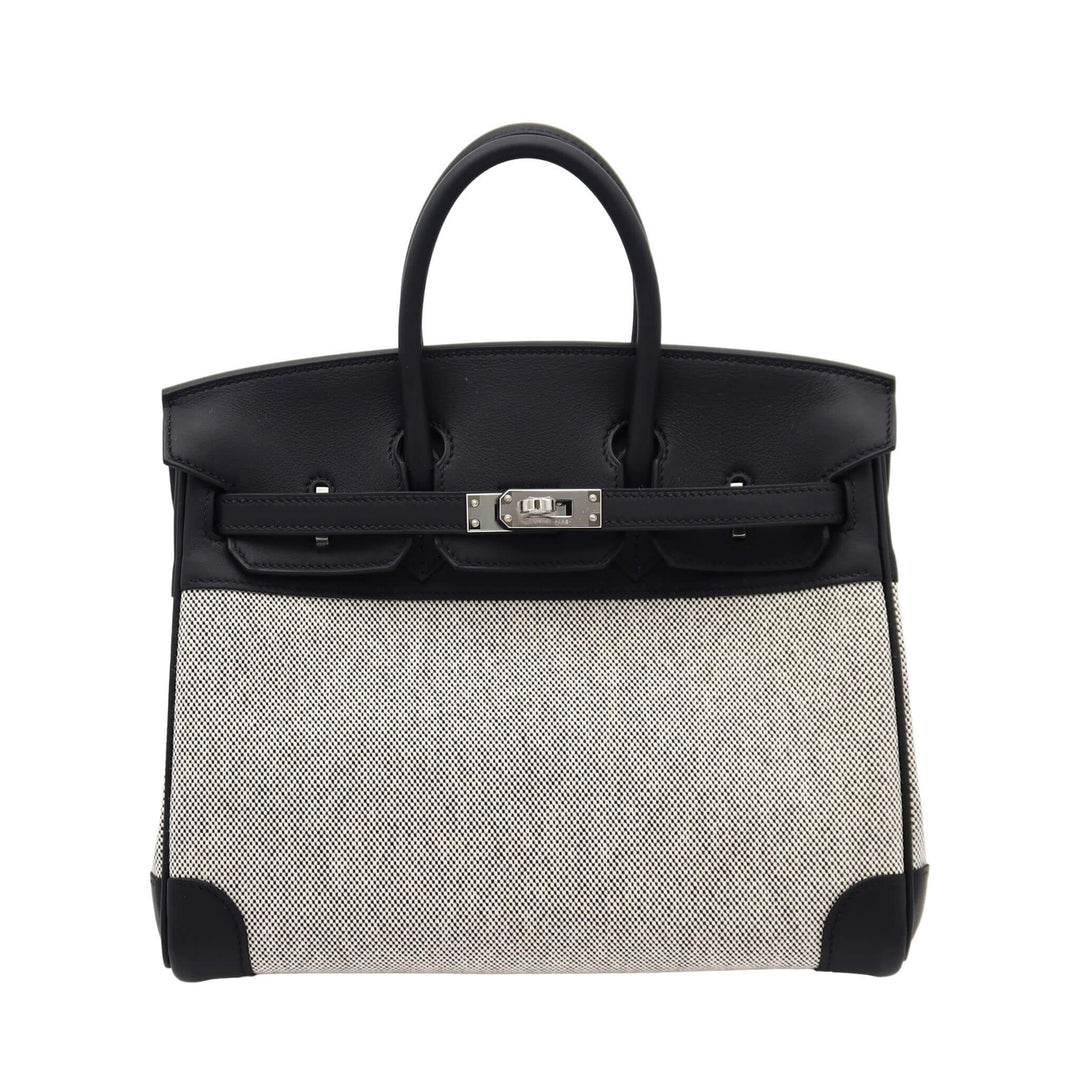 HERMES エルメス  バーキン25　ブラック　トワル/スイフト　シルバー金具　K刻印