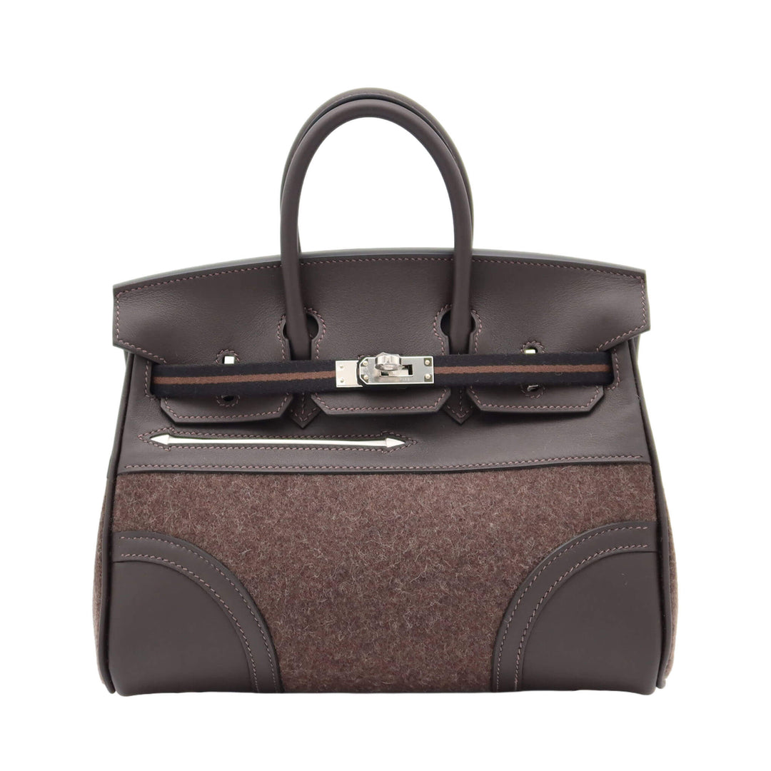 HERMES エルメス バーキン25　ゴーチーム　エベンヌ/ショコラ/ニューホワイト　スイフト/フェルト　シルバー金具　W刻印