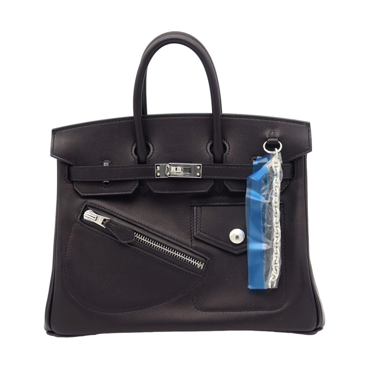 HERMES エルメス　バーキン25　ロック　ブラック　ヴォーヴォリュプト　シルバー金具 　K刻印