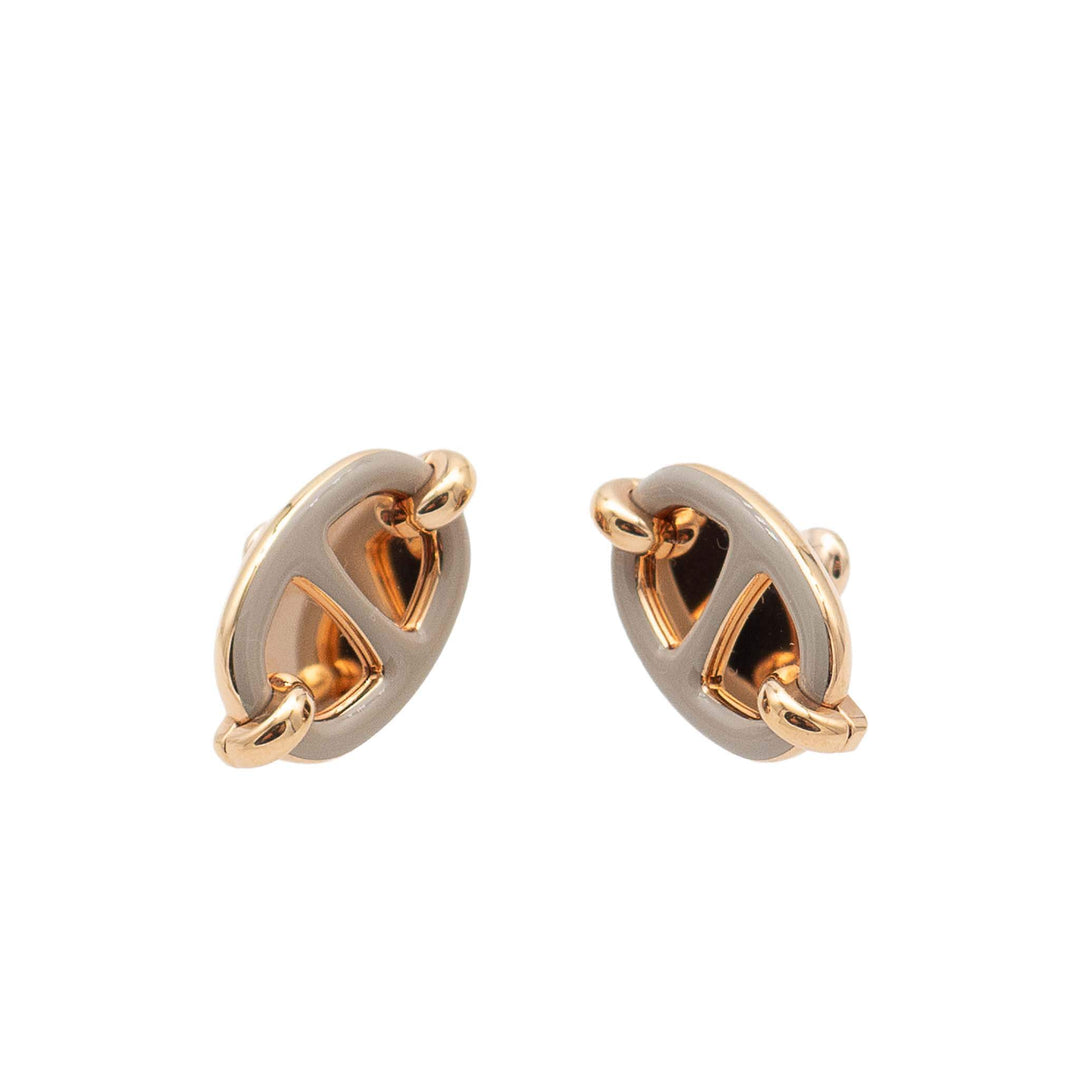 HERMES エルメス  ピアス  ミニ・マイヨン  マロン・グラッセ　ピンクゴールド金具 - GINZA CELIA