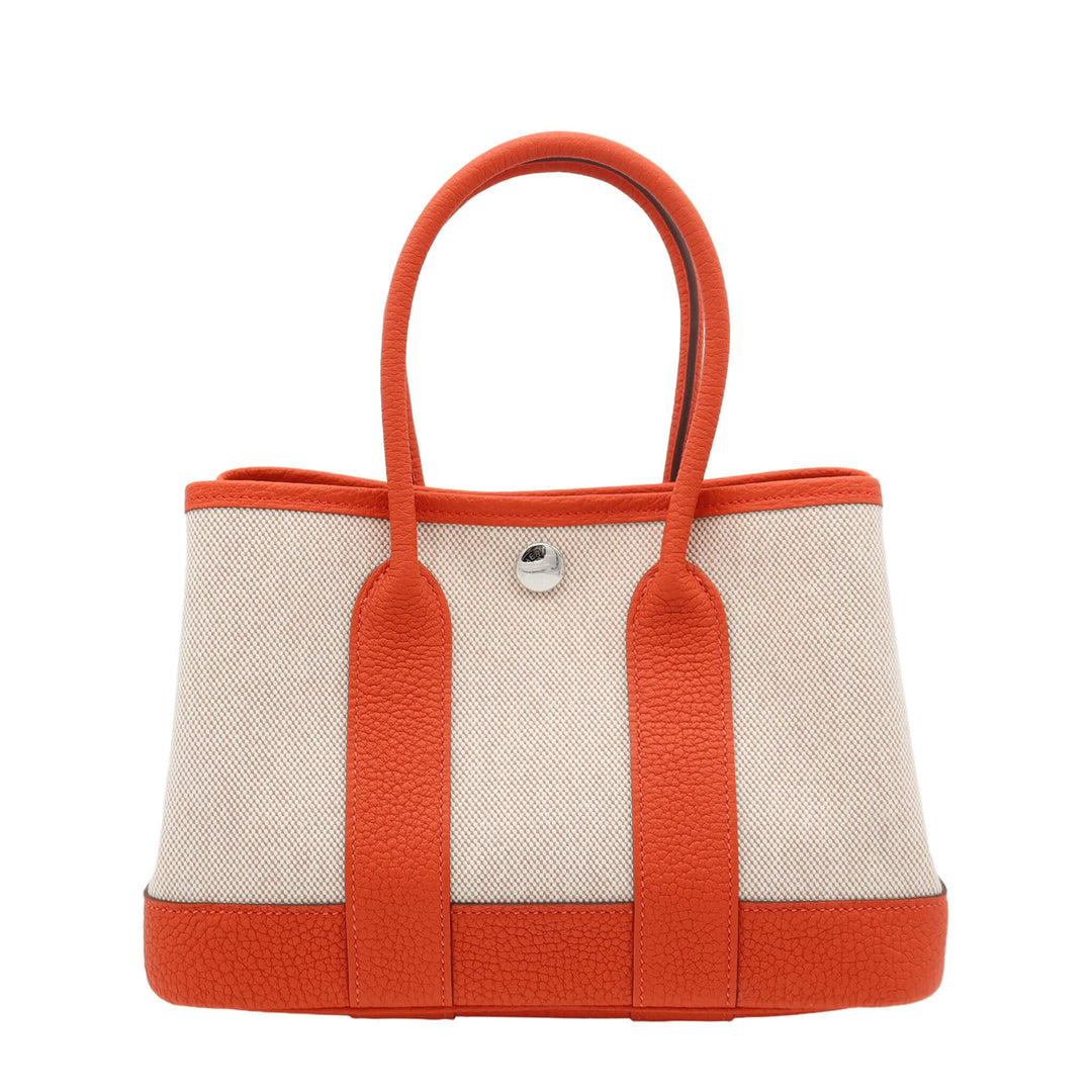 Hermès Garden Party Neo Ecru/Beige/Capucine Toile H/Negonda Palladium Hardware K Stamp Brand New