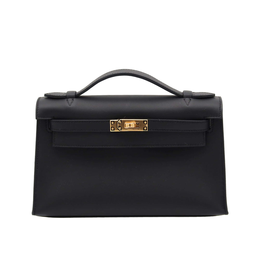 HERMES  エルメス  ポシェットケリー  ブラック  スイフト  ゴールド金具  W 刻印 - GINZA CELIA