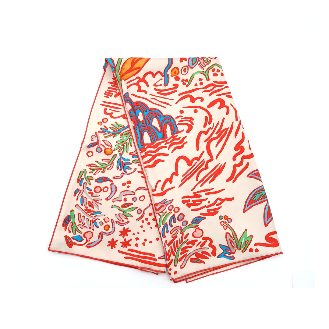 HERMES  エルメス  カレ 90  春の島  ベージュ マルチカラー  単面 - GINZA CELIA