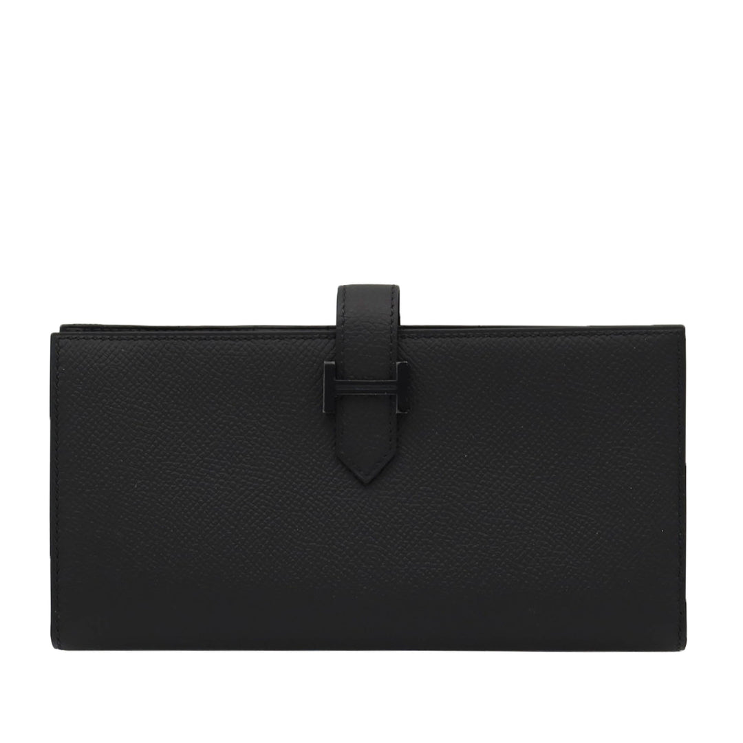 Hermès Béarn Soufflet Black Epsom Monochrome Hardware U Stamp Unused