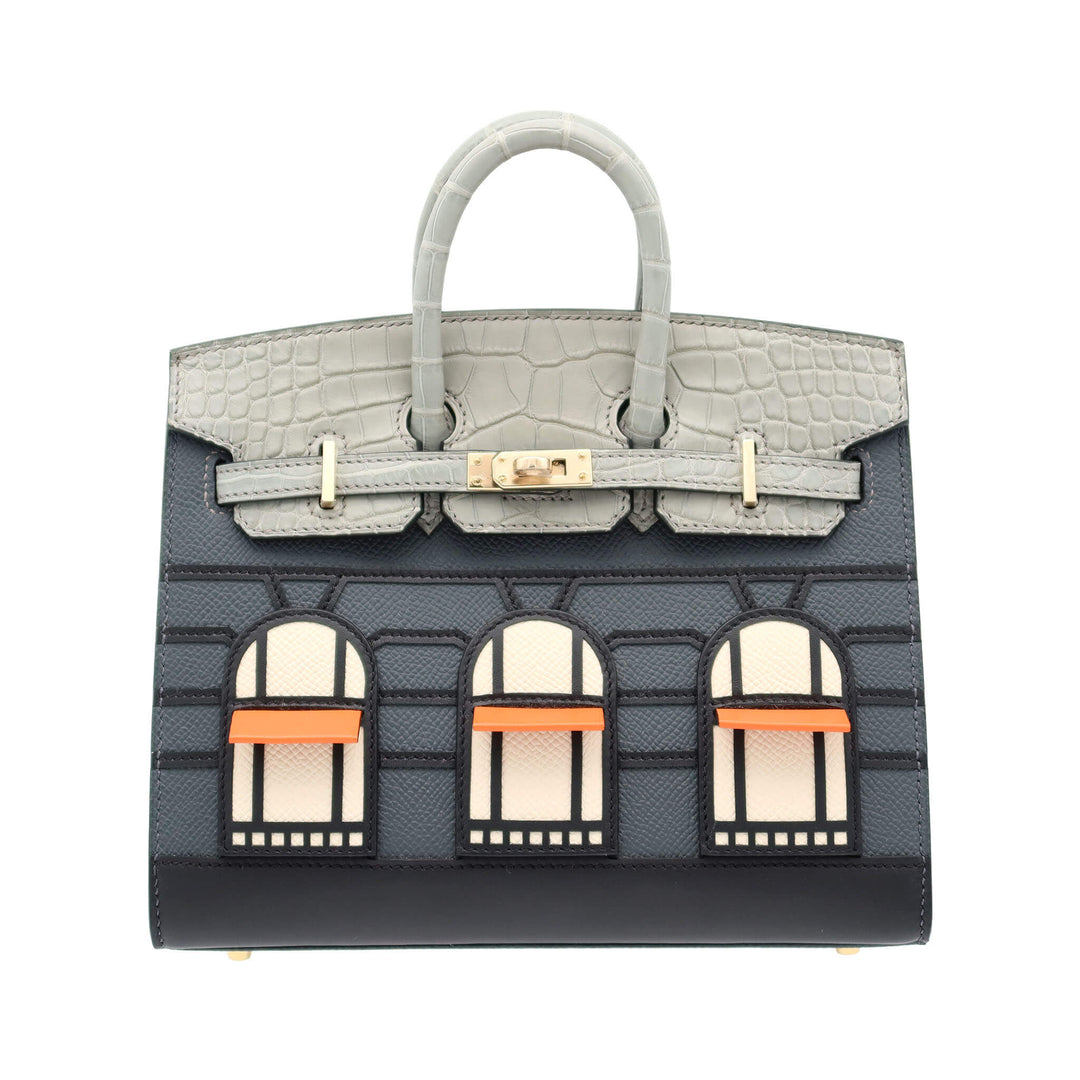 Hermès Birkin 20 Sellier Faubourg Gris Misty × Black Alligator Matte Champagne Gold Hardware Brand New