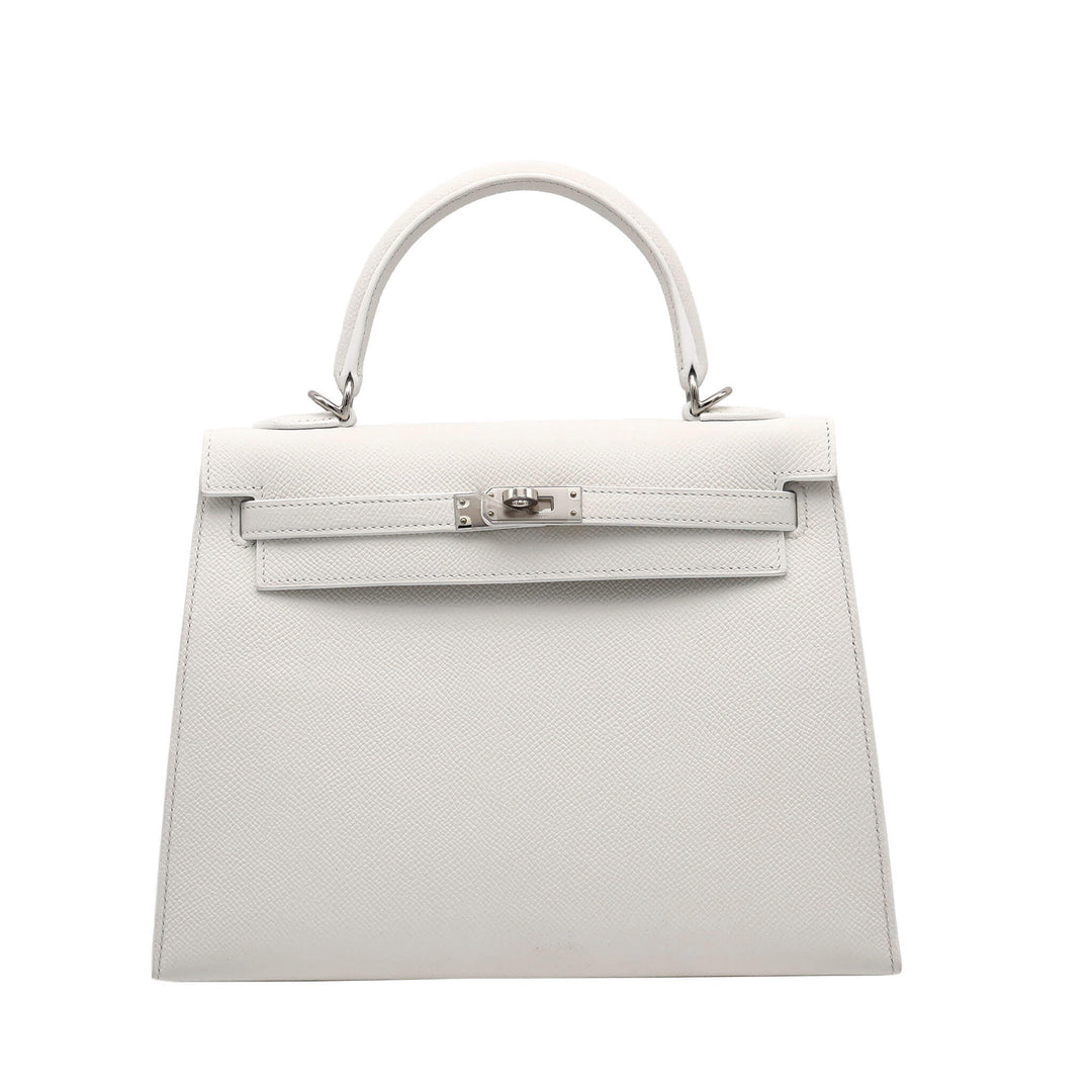 HERMES エルメス   ケリー25　外　ニューホワイト　エプソン　シルバー金具　K刻印 - GINZA CELIA