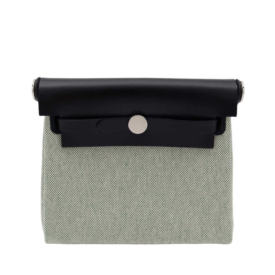 Hermès Herbag Zip Mini Ecru / Vert Moyen / Black Toile H Tricolor Palladium Hardware K Stamp Brand New
