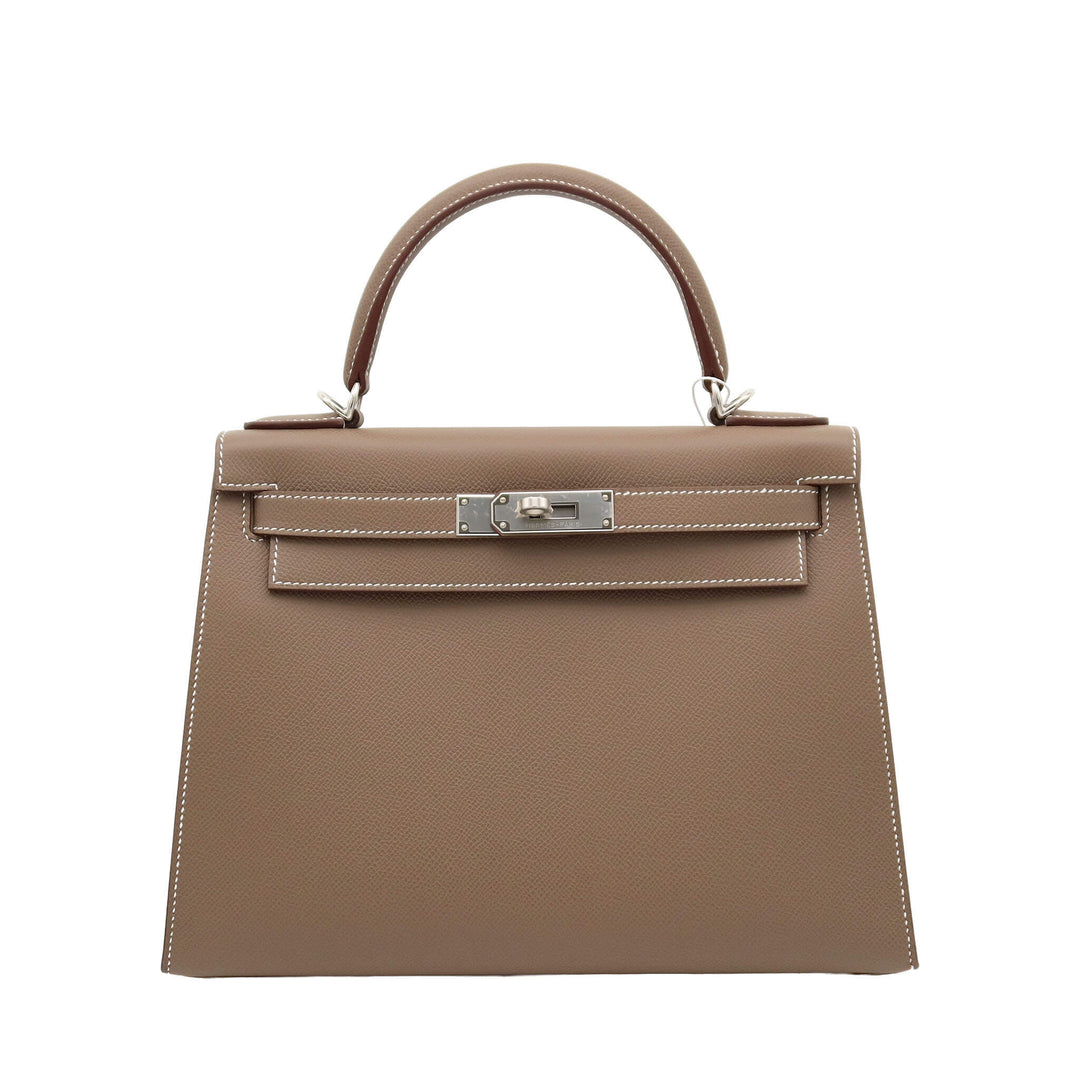 HERMES エルメス　ケリー28　外　エトゥープ　エプソン　シルバー金具　W刻印 - GINZA CELIA