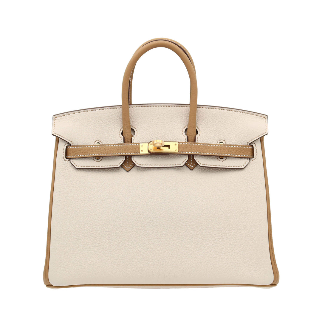 Hermès Birkin 25 Special Order Craie / Natural Sable Togo Gold Hardware K Stamp