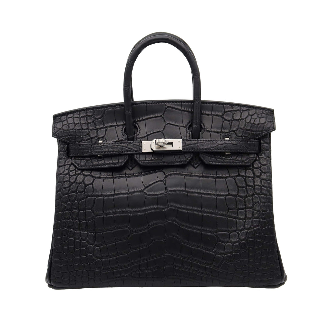 Hermès Birkin 25 Black Matte Alligator Palladium Hardware K Stamp Brand New