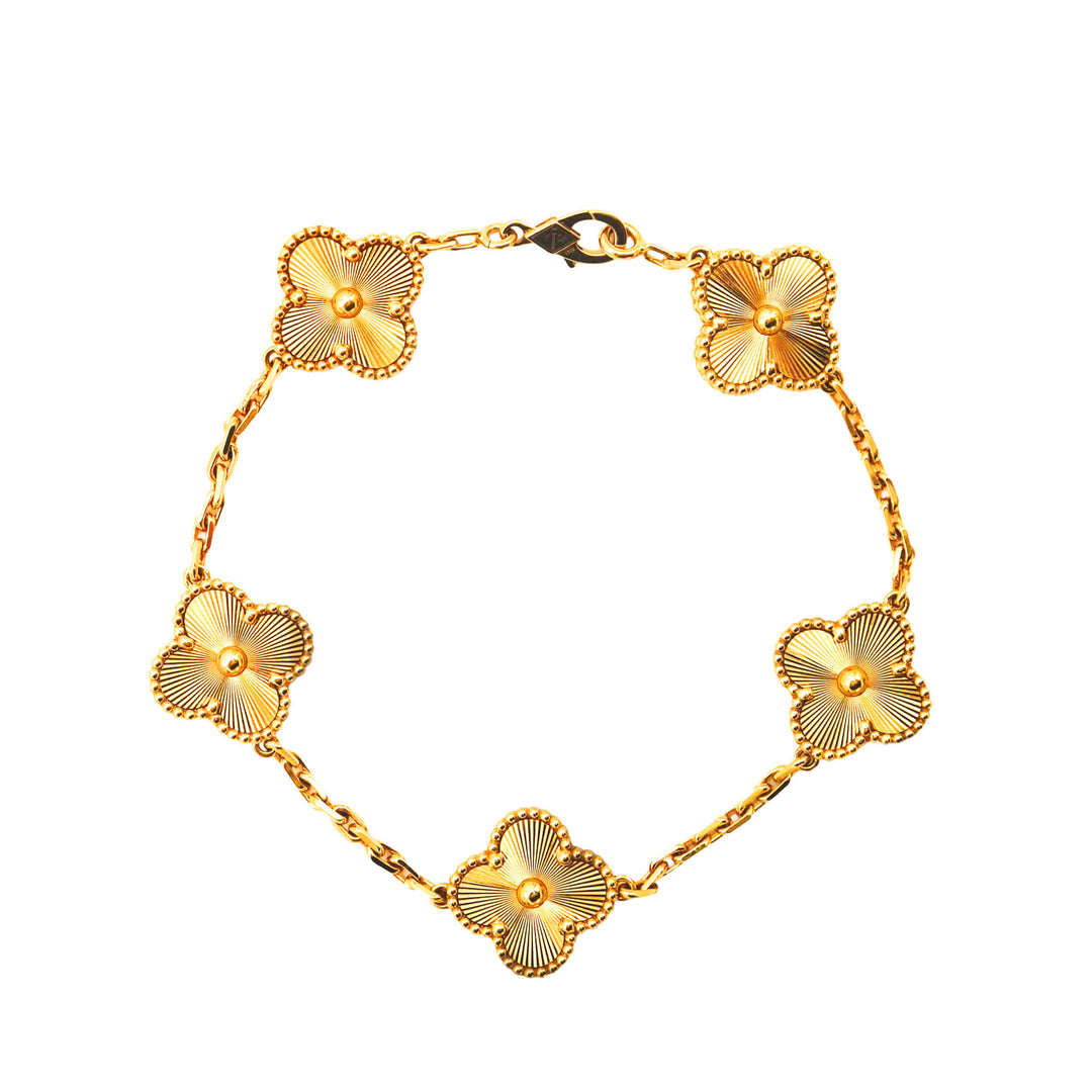 ヴァンクリーフアーペル  ヴィンテージ アルハンブラ  ブレスレット  ホールマーク  クラスプ  5モチーフ  18K イエローゴールド - GINZA CELIA