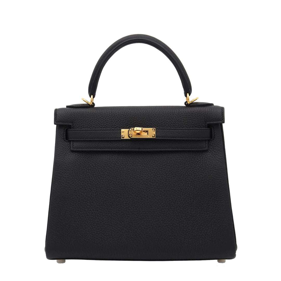 Hermès Kelly 25 Black Togo Gold Hardware W Stamp