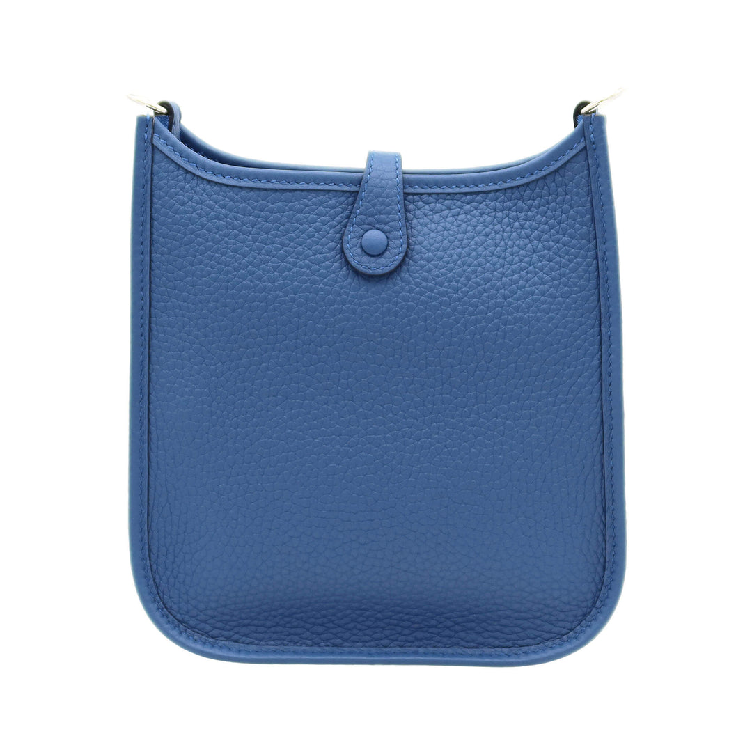 HERMÈS Hermès Evelyne TPM Blue Tie, Taurillon Crémant, Silver Hardware, K Stamp